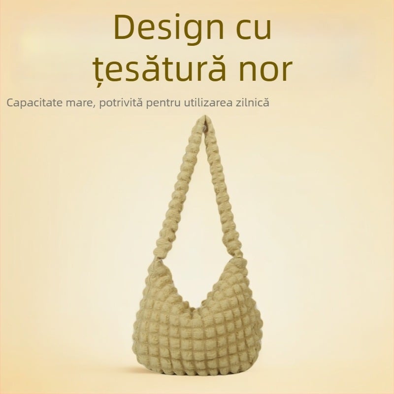 Geantă tote cu motiv nor, capacitate mare, pentru utilizare zilnică și la serviciu, curea crossbody