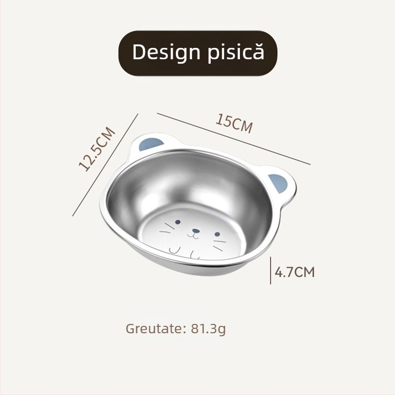 Bol din oțel inoxidabil pentru copii, model drăguț cu desene animate, mic bol pentru alimentația bebelușului, set de veselă pentru uz casnic