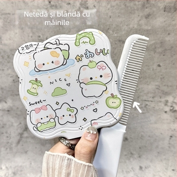 Apple Meow oglindă de mână cu pieptene - oglindă compactă de machiaj