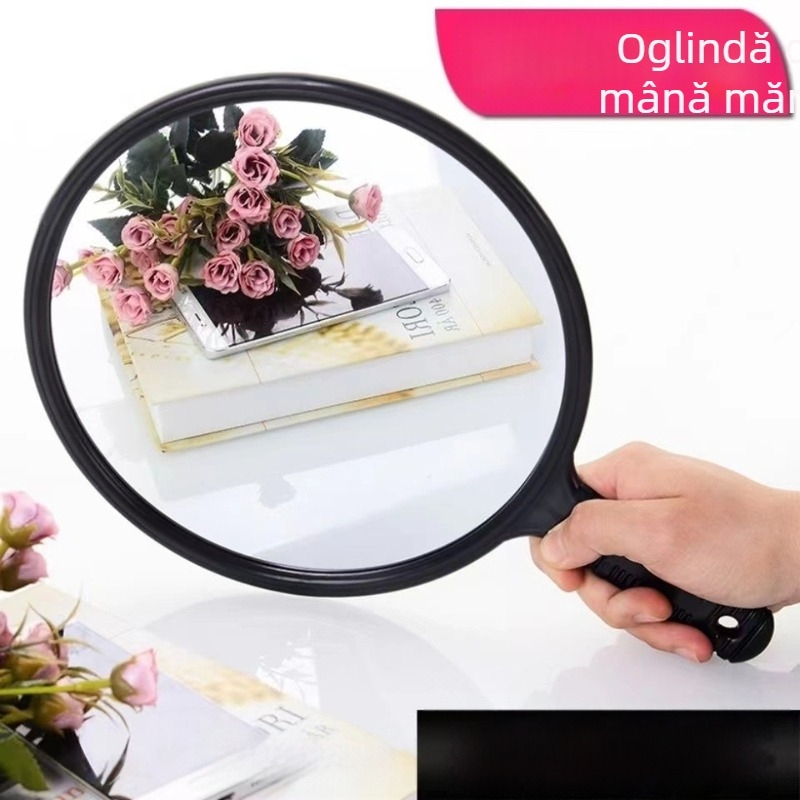 Oglindă de frumusețe mare, cu mâner rotund, pentru machiaj și coafură