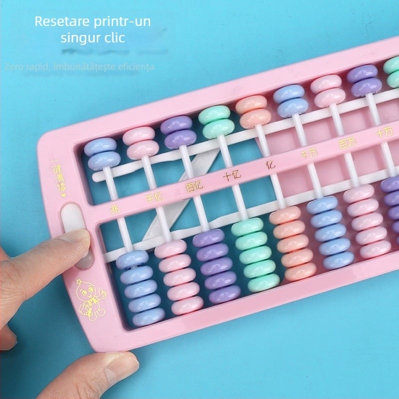 Abac plastic în stil drăguț pentru elevi de învățământ primar, instrument educațional de matematică