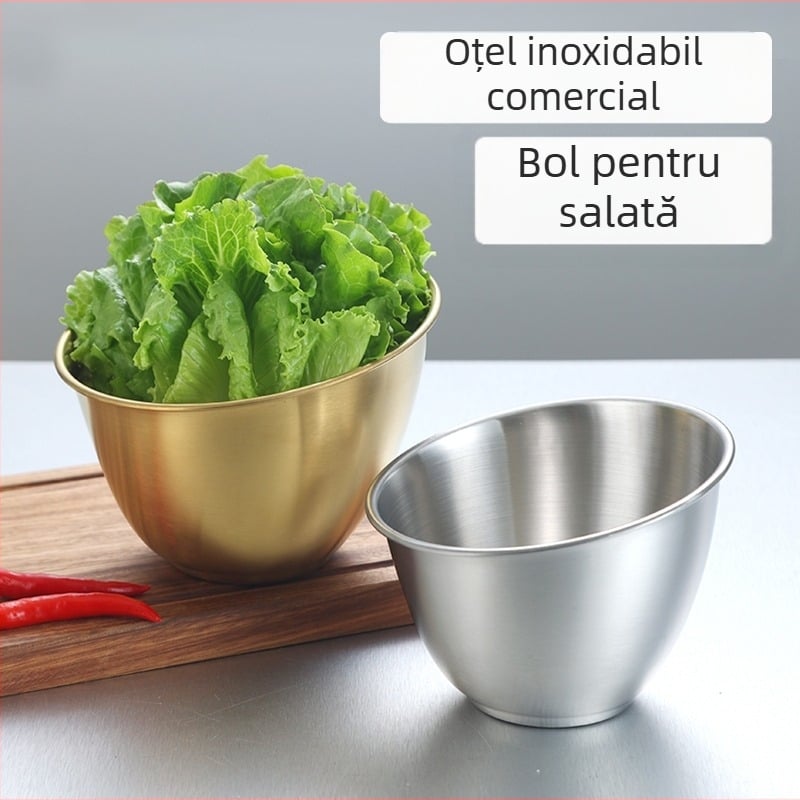Vas de salată din oțel inoxidabil, margine înclinată, pentru restaurante cu barbecue coreean și hot pot