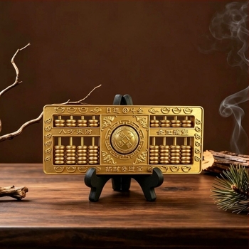 Abac auriu pentru prosperitate, cu cinci zeități ale bogăției – ornament decorativ