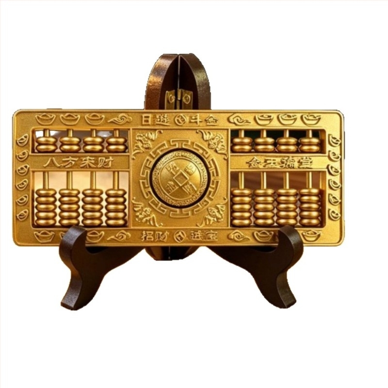 Abac auriu pentru prosperitate, cu cinci zeități ale bogăției – ornament decorativ