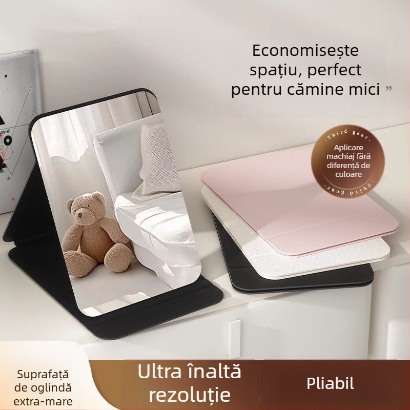 Oglindă de machiaj pliabilă, HD, mare, pentru birou, cămin și casă, portabilă