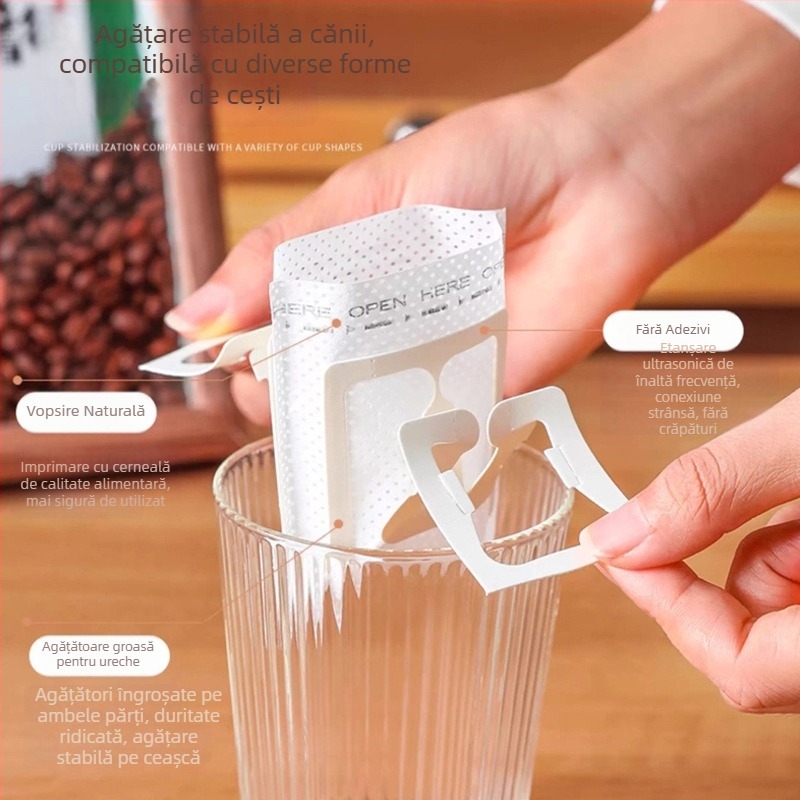 Filtre de cafea din hârtie, o singură folosință, cu pâlnie de plasă pentru pour-over