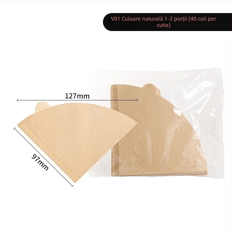 Filtru de cafea în formă de evantai pentru V60, filtru conic din hârtie pentru cafea preparată manual
