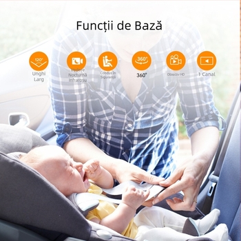 Monitor pentru bebeluți în mașină, personalizat, ecran de 5 inch, 1080P, cameră auto pentru bebeluși