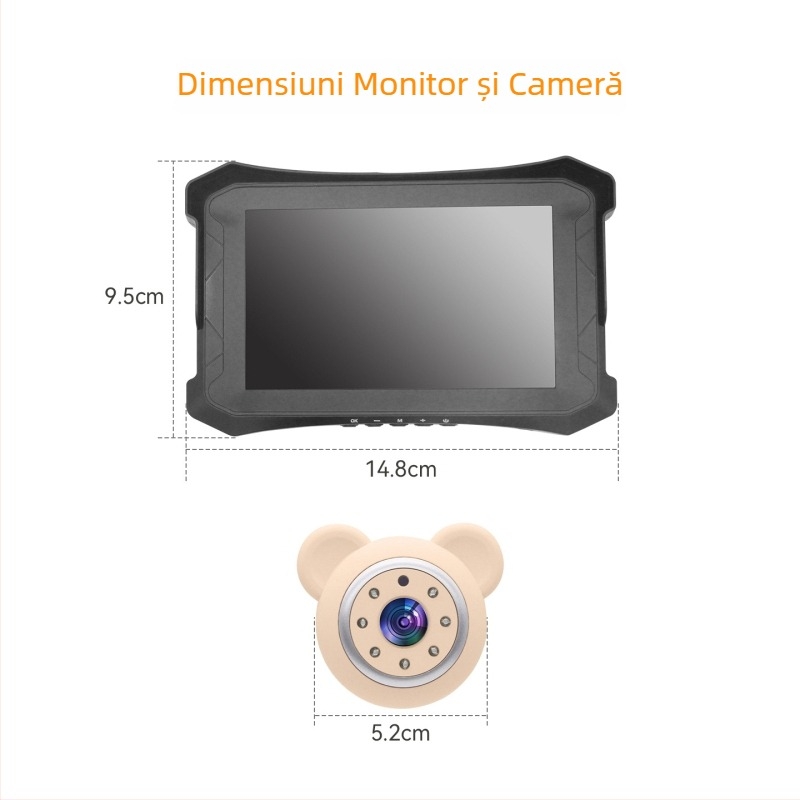 Monitor pentru bebeluți în mașină, personalizat, ecran de 5 inch, 1080P, cameră auto pentru bebeluși