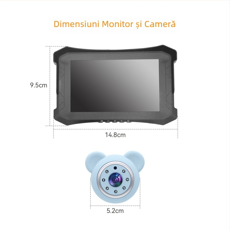 Monitor pentru bebeluți în mașină, personalizat, ecran de 5 inch, 1080P, cameră auto pentru bebeluși