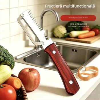 Unealtă de bucătărie multifuncțională: curățat și feliat pentru ananas, pepene și trestie de zahăr – oțel inoxidabil, design modern