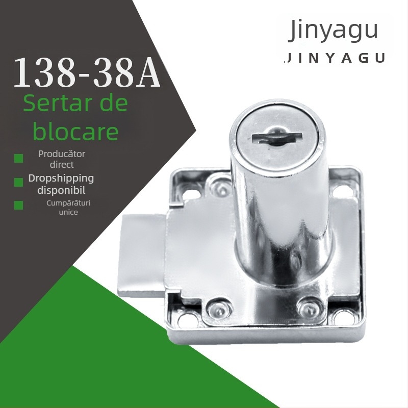 Încuietoare pentru sertarul de birou 138-38, potrivită pentru dulapuri de birou, încuietoare prelungită pentru sertare cu două panouri