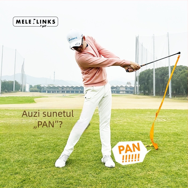 MELELINKS Golf Pan cu Tijă, Dispozitiv Retractabil pentru Antrenamentul Swing-ului
