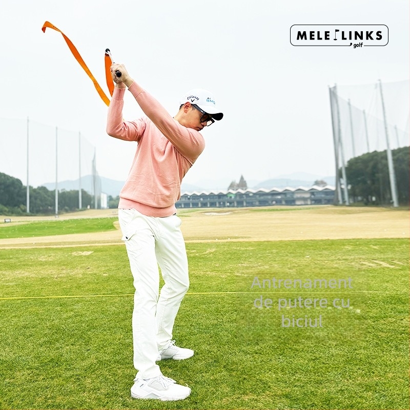 MELELINKS Golf Pan cu Tijă, Dispozitiv Retractabil pentru Antrenamentul Swing-ului