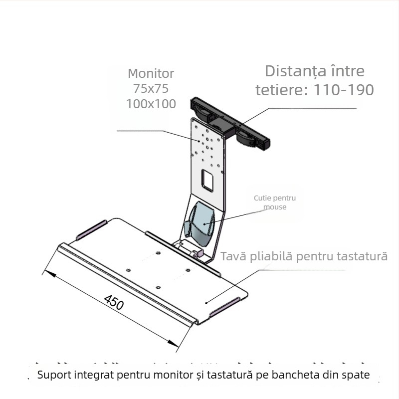 Suport universal pentru monitor de tetieră auto și tastatură, 15–27 inchi - Ljkj