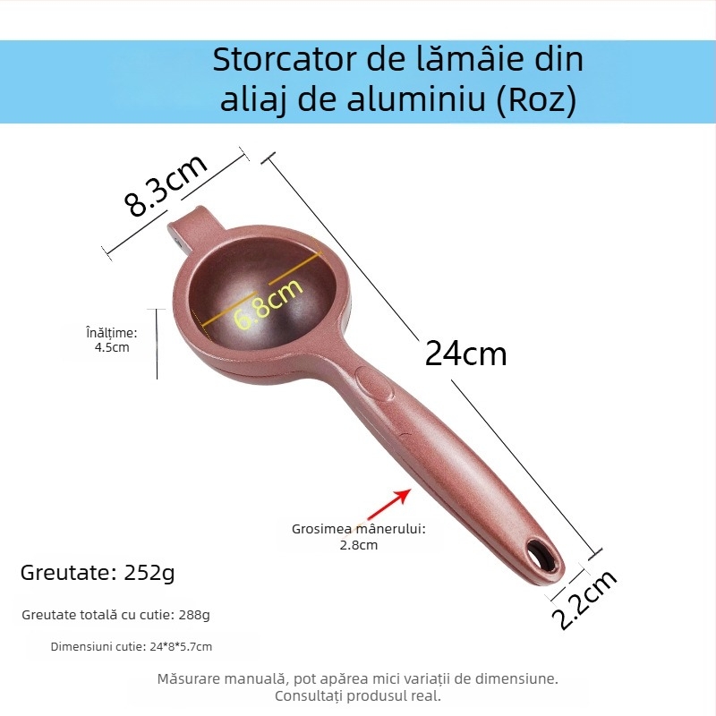 Stoarcător de lămâie din aluminiu, presă de citrice mică pentru uz casnic, storcător de suc de fructe