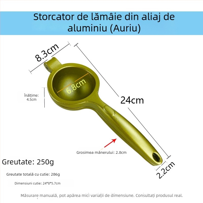 Stoarcător de lămâie din aluminiu, presă de citrice mică pentru uz casnic, storcător de suc de fructe