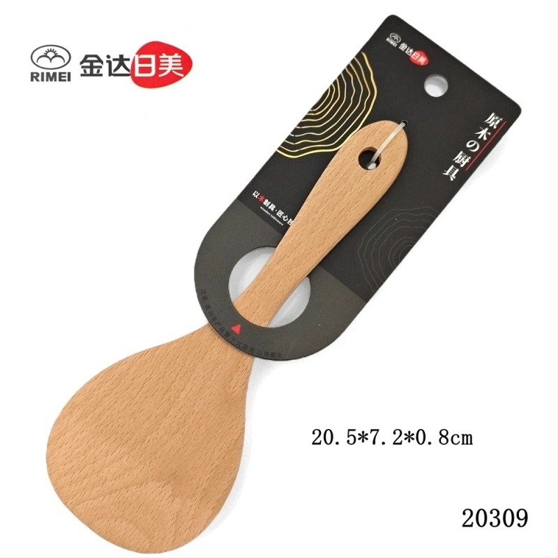 Spatulă de gătit din lemn de fag, finisaj închis; lingură de supă și lingură de orez din lemn natural