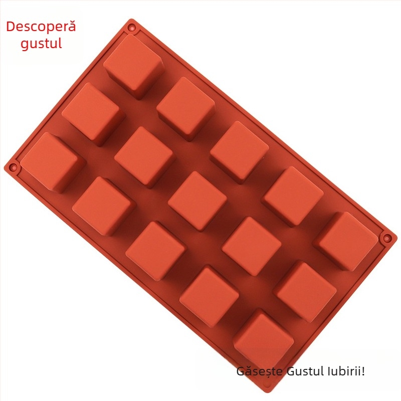 Formă din silicon cu 15 cavități, cub 3D pentru tort mousse și ciocolată