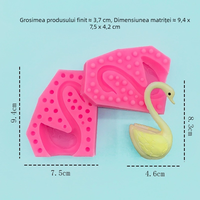 Moldă din silicon 3D în formă de lebădă pentru fondant și prăjituri - decorare DIY