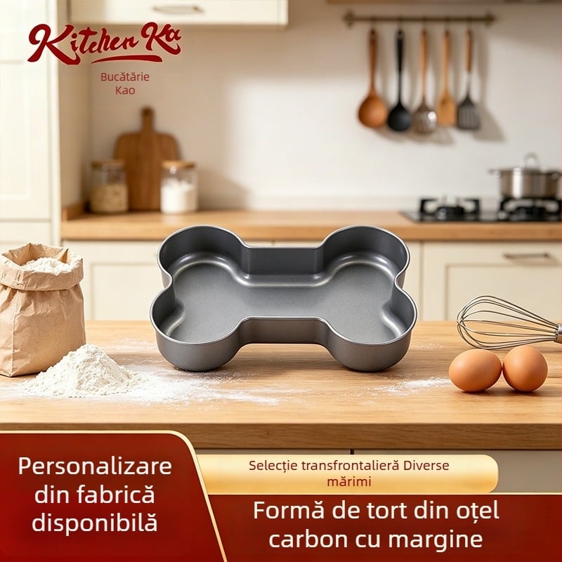 Formă creativă pentru tort cu design os de câine, formă antiaderentă pentru fursecuri și coacere acasă