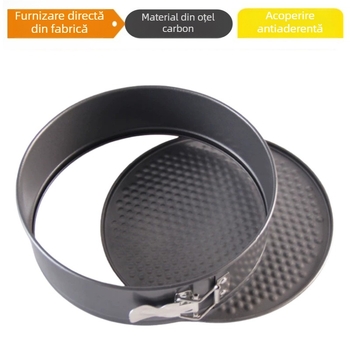 Set forme rotunde pentru prăjituri din oțel carbon, antiaderente, fund detașabil cu cataramă, set de 6 ustensile pentru coacere