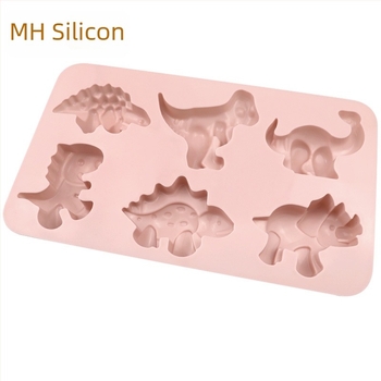 Minghao formă din silicon cu 6 cavități, în formă de dinozaur, pentru prăjit și pâine, design desen animat, matriță pentru săpun prin proces rece