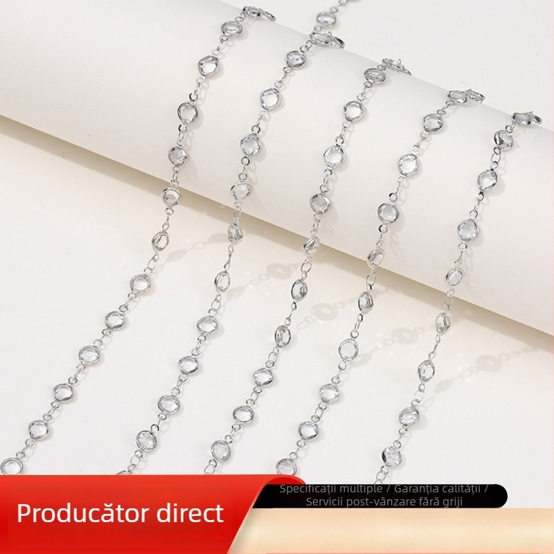 Lanț din sticlă electroplacat pentru accesorii vestimentare – componente pentru bijuterii lucrate manual