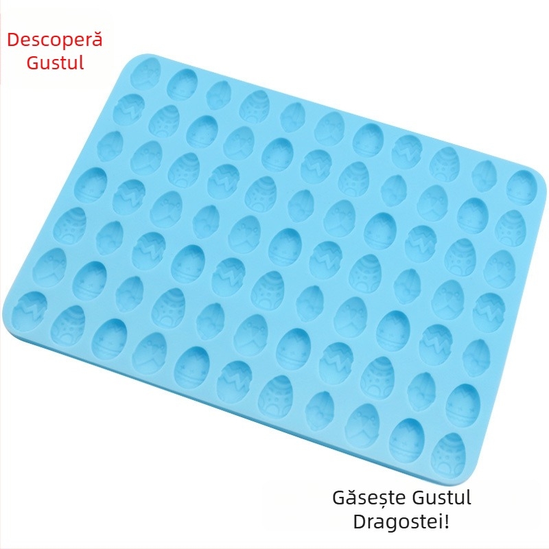 Formă din silicon cu 77 cavități pentru ouă de Paște, pentru biscuiți și ciocolată DIY, matriță de copt dreptunghiulară