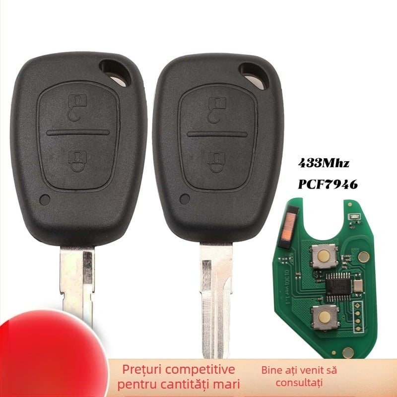 Cheie Renault cu cip ID46 PCF7946, 2 chei, 433 MHz
