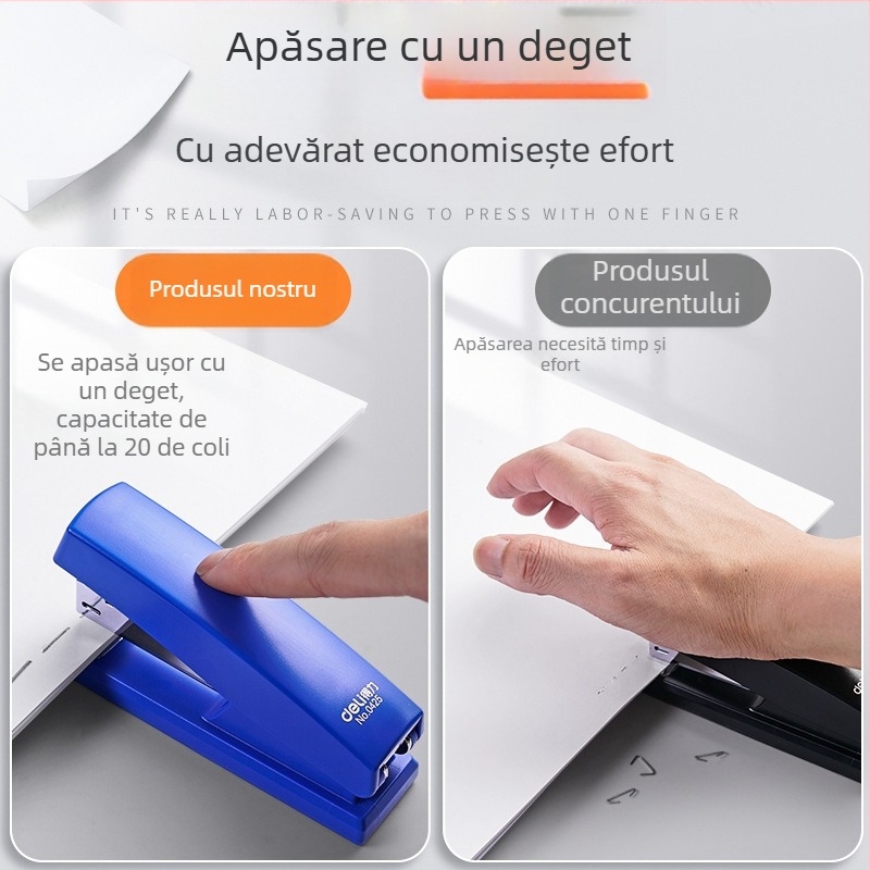 Capsator Deli 0425, capacitate medie, până la 20 coli, compatibil cu ace 24/6