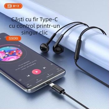 Căști in-ear cu cablu Type-C, cip digital, sunet de înaltă definiție, microfon încorporat și control pe cablu, model S906T