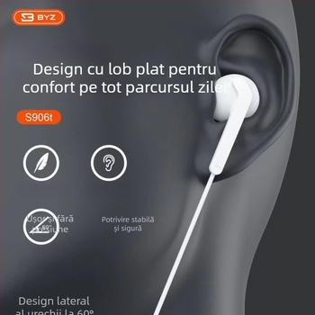 Căști in-ear cu cablu Type-C, cip digital, sunet de înaltă definiție, microfon încorporat și control pe cablu, model S906T