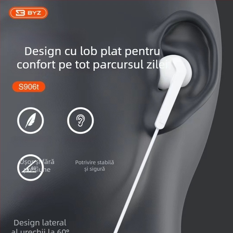 Căști in-ear cu cablu Type-C, cip digital, sunet de înaltă definiție, microfon încorporat și control pe cablu, model S906T