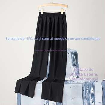 Pantaloni evazați pentru femei, vară, plus size, Ice Silk uscare rapidă, talie reglabilă, lungi și 3/4, K6777