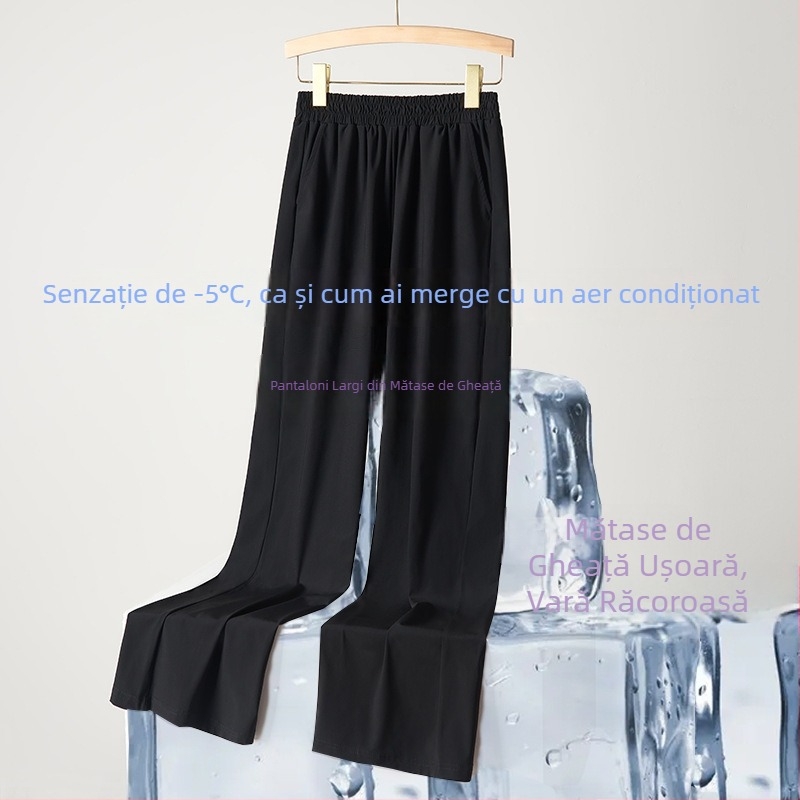 Pantaloni evazați pentru femei, vară, plus size, Ice Silk uscare rapidă, talie reglabilă, lungi și 3/4, K6777