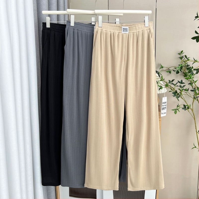 Pantaloni pentru femei din ice silk, croială dreaptă, plus size, subțiri, vară 2025, casual 6628