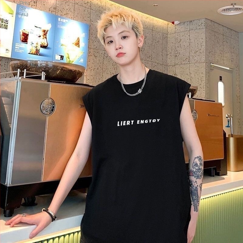 Tricou fără mâneci în stil american pentru bărbați — croială lejeră, top sportiv de vară, vestă pentru baschet