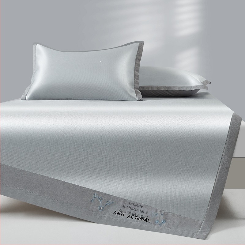 Covoraș de răcire din mătase cu broderie cu ioni de argint, antibacterian, lavabil la mașină, pentru pat single sau dublu, 150×200 cm