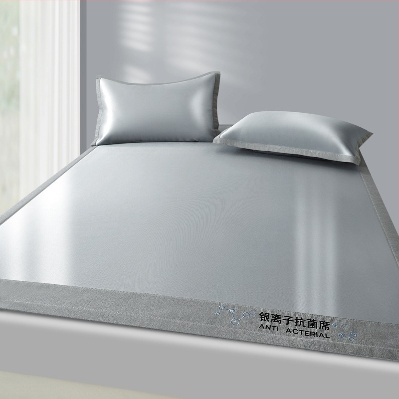 Covoraș de răcire din mătase cu broderie cu ioni de argint, antibacterian, lavabil la mașină, pentru pat single sau dublu, 150×200 cm