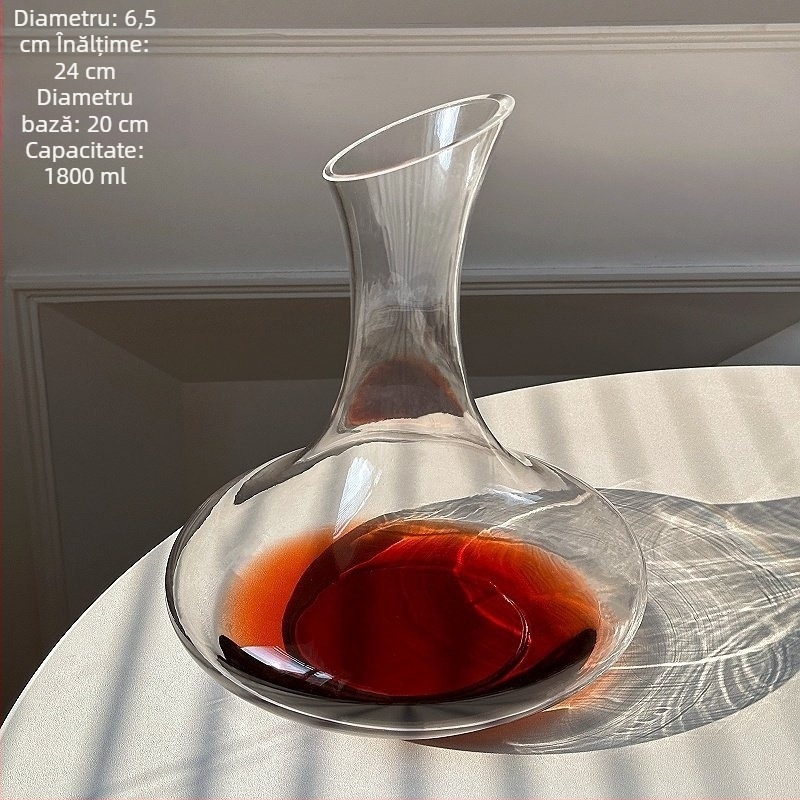 Decantor din sticlă pentru vin roșu cu set de pahare, capacitate 1000 ml, design modern minimalist
