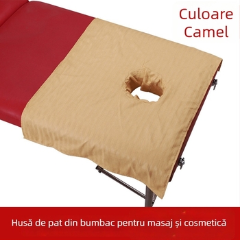 Cearșaf de masaj din bumbac cu găuri pentru poziție în decubit ventral, cearșaf de salon cu pernă cu găuri, pătrat alb din bumbac