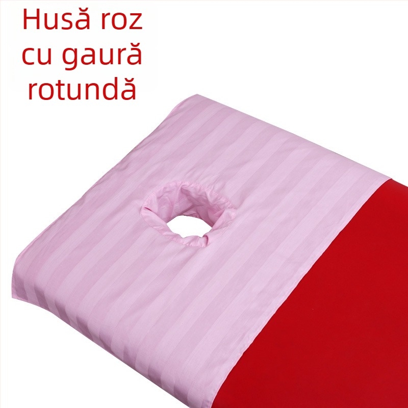 Cearșaf de masaj din bumbac cu găuri pentru poziție în decubit ventral, cearșaf de salon cu pernă cu găuri, pătrat alb din bumbac