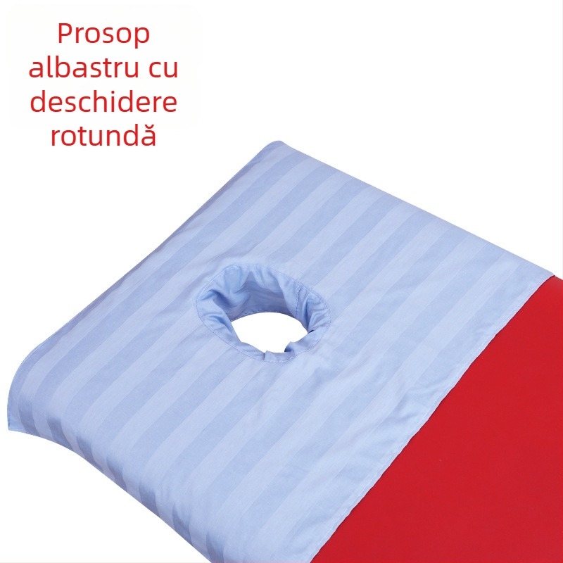 Cearșaf de masaj din bumbac cu găuri pentru poziție în decubit ventral, cearșaf de salon cu pernă cu găuri, pătrat alb din bumbac