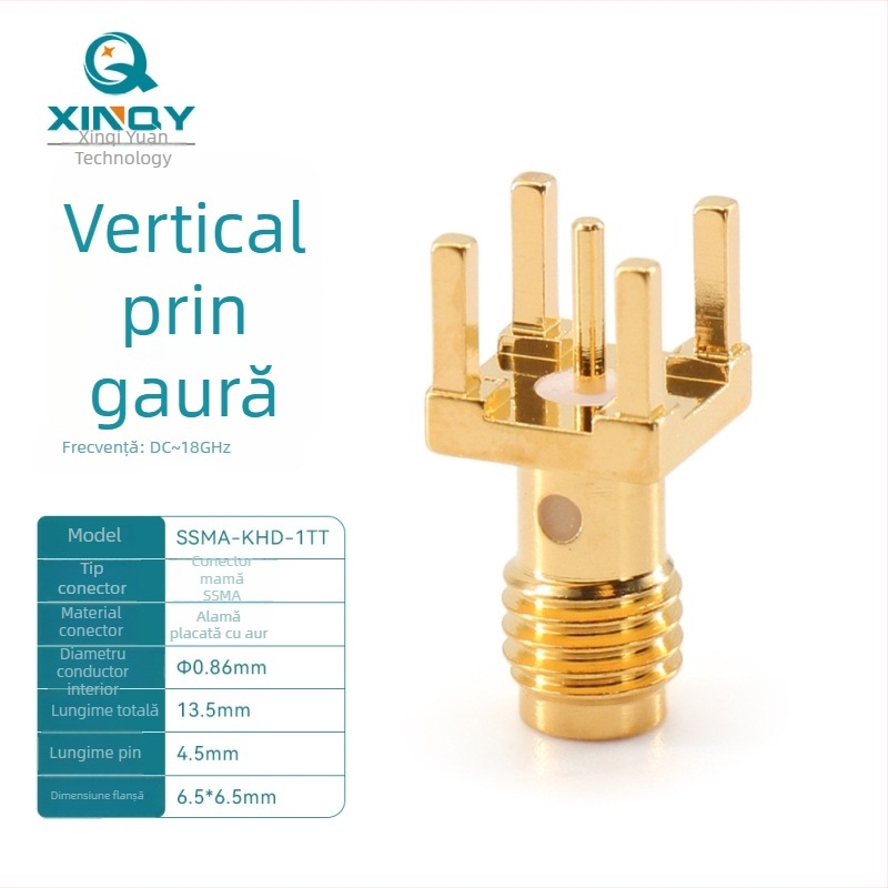 XINQY SSMA-KHD conector RF pentru PCB, suport prelungit, montaj vertical de lipire