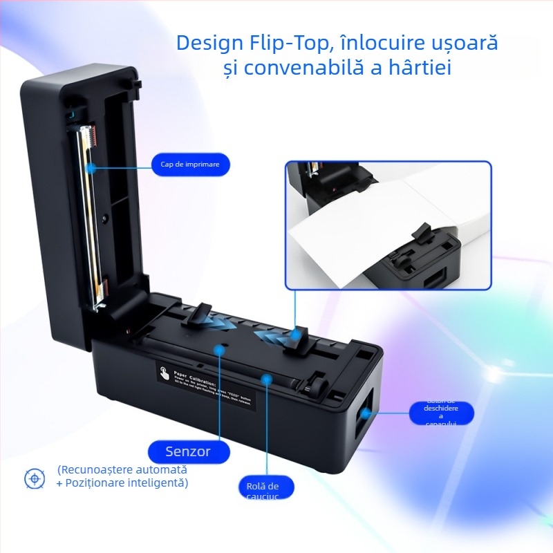 Imprimanta Bluetooth pentru etichete termice, lățime 100 mm, imprimantă etichete de 4 inch