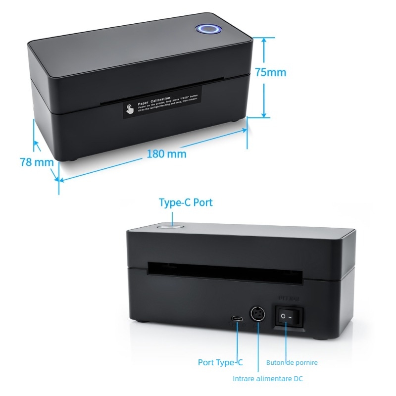 Imprimanta Bluetooth pentru etichete termice, lățime 100 mm, imprimantă etichete de 4 inch