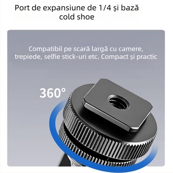 Clip magnetic de expansiune pentru telefon, cu suport de cameră rotativ și pantof rece metalic pentru fotografie și streaming live