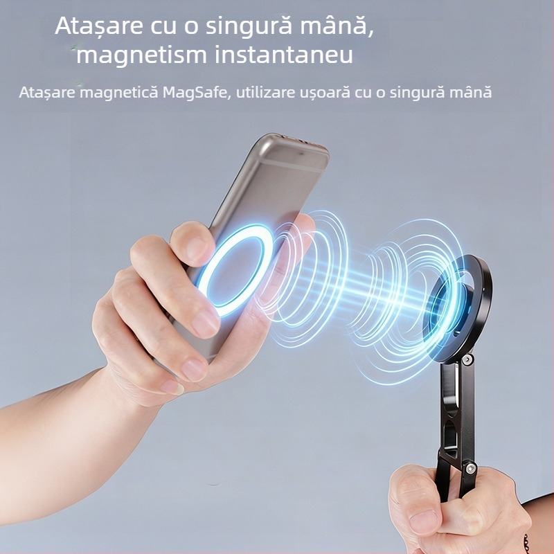 Clip magnetic de expansiune pentru telefon, cu suport de cameră rotativ și pantof rece metalic pentru fotografie și streaming live