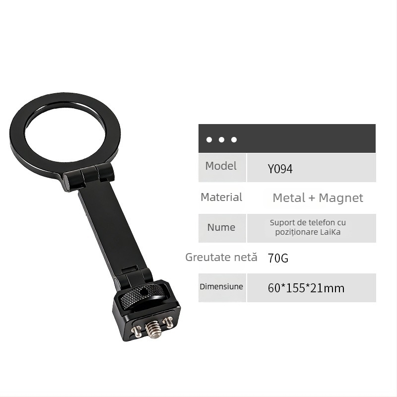 Clip magnetic de expansiune pentru telefon, cu suport de cameră rotativ și pantof rece metalic pentru fotografie și streaming live